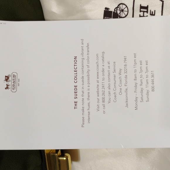 FIRM PRICE! RARE! Coach Olive Green Suede Collection Shoulder Bag/Dust Bag - Picture 13 of 16